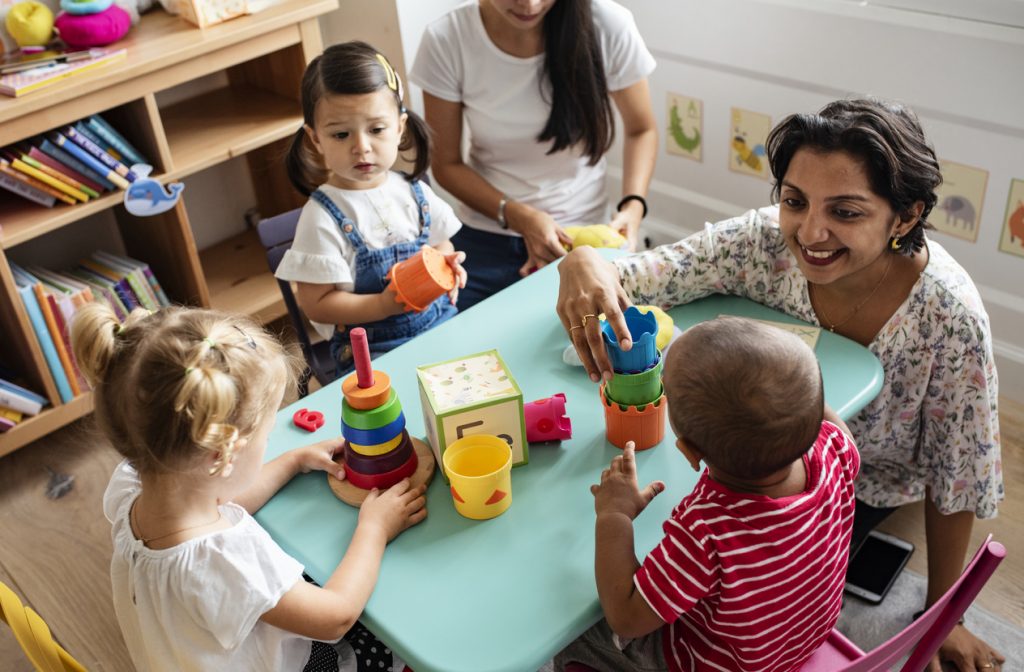 Children and teacher in a classroom