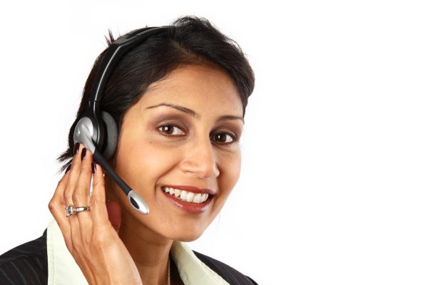 What is Remote Simultaneous Interpretation? represented by an interpreter touching her headset